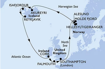 Fiordy i Islandia - Southampton - MSC Virtuosa