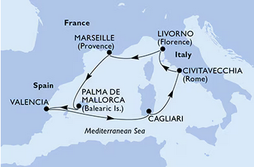 Morze Śródziemne - Cagliari - MSC Lirica