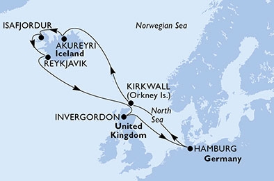 Europa Północna, Islandia - Hamburg - MSC Meraviglia