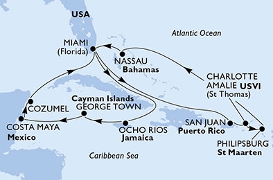 Karaiby - Miami - MSC Seaside