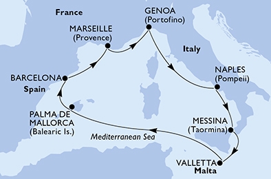 Morze Śródziemne - Barcelona - MSC Grandiosa