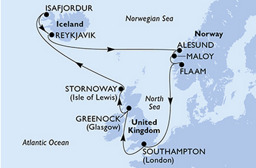 Islandia i Fiordy - Southampton - MSC Virtuosa