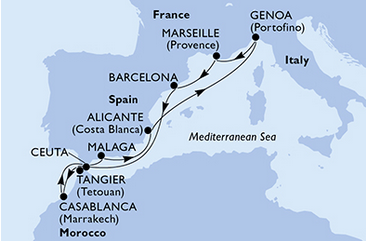Morze Śródziemne - Malaga - MSC Lirica