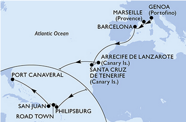 Transatlantyk - Genua - MSC Seashore