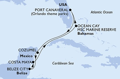 Karaiby - Port Canaveral - MSC Meraviglia