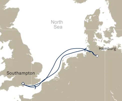 Morze Północne - Southampton - Queen Mary 2