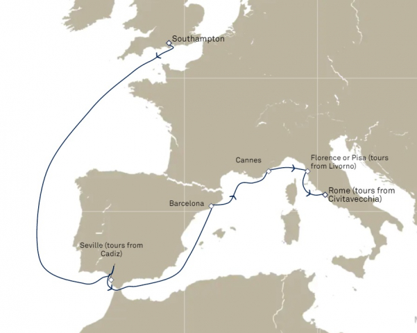 Morze Śródziemne - Southampton - Queen Mary 2